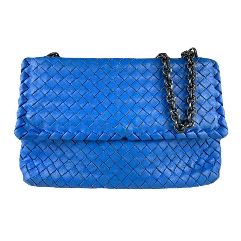 Bottega Veneta shoulder bag Intrecciato leather blue
